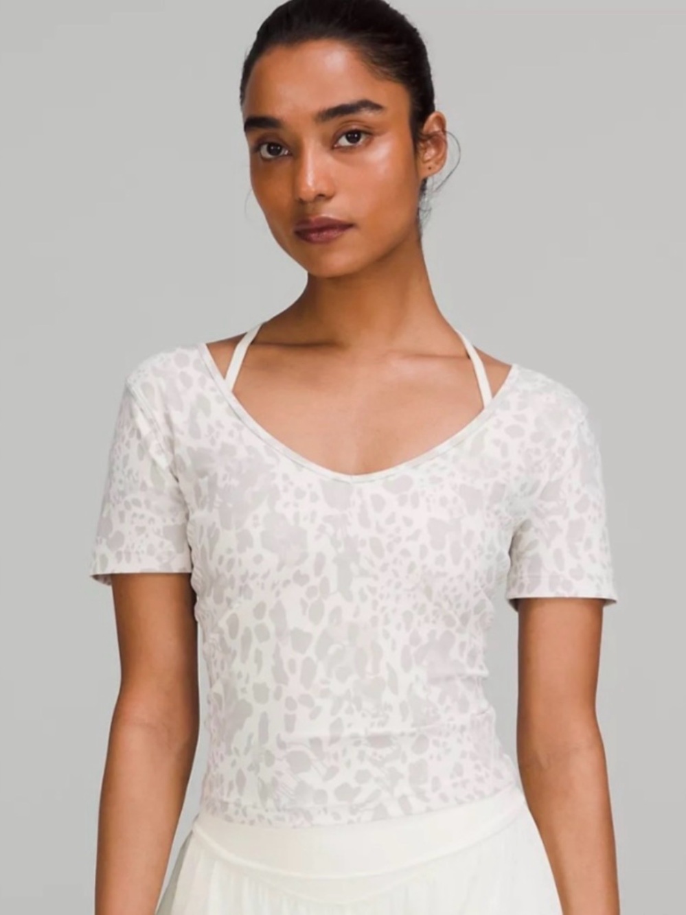 lululemon align White Animal Print Scoop Neck Short Sleeve Top